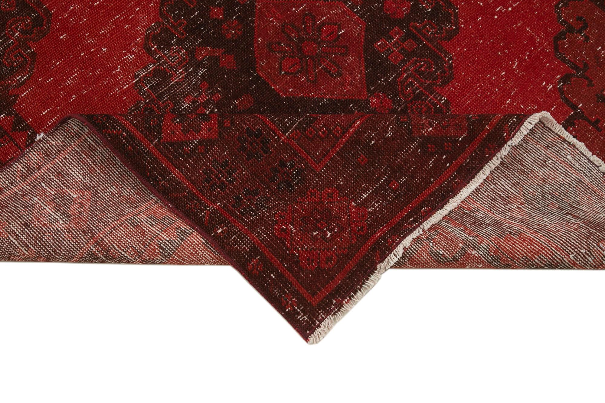 Zile Kırmızı Eskitme Pamuk Yün El Dokuma Halısı 140x392 Agacan