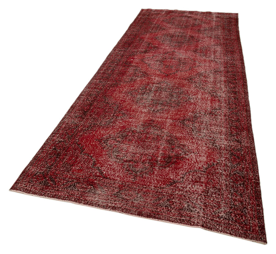 Zile Kırmızı Eskitme Pamuk Yün El Dokuma Halısı 143x388 Agacan