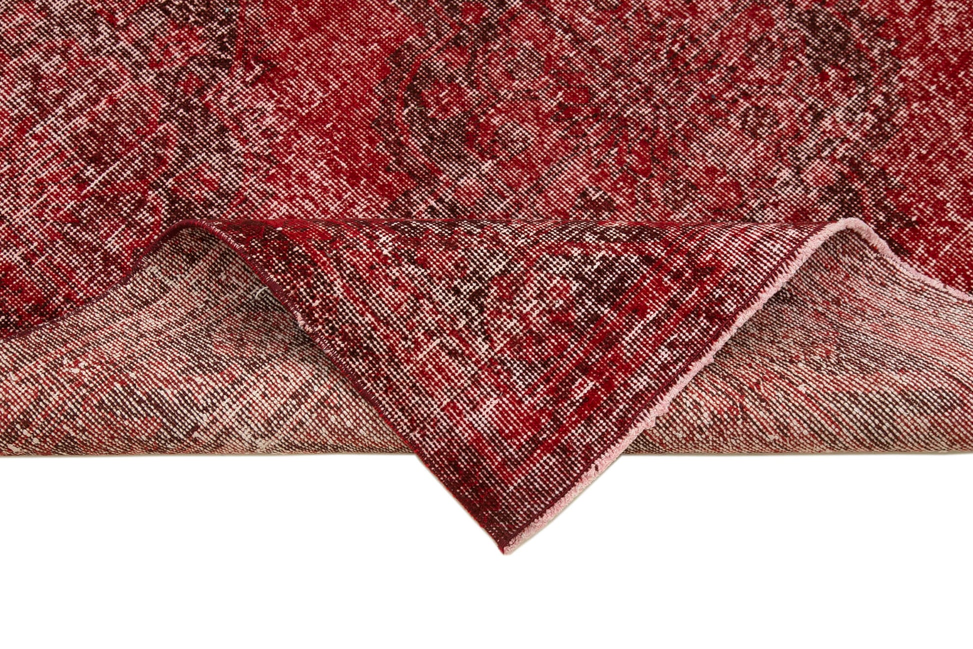 Zile Kırmızı Eskitme Pamuk Yün El Dokuma Halısı 143x388 Agacan