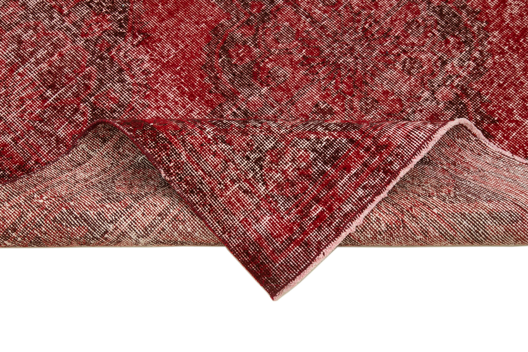 Zile Kırmızı Eskitme Pamuk Yün El Dokuma Halısı 143x388 Agacan