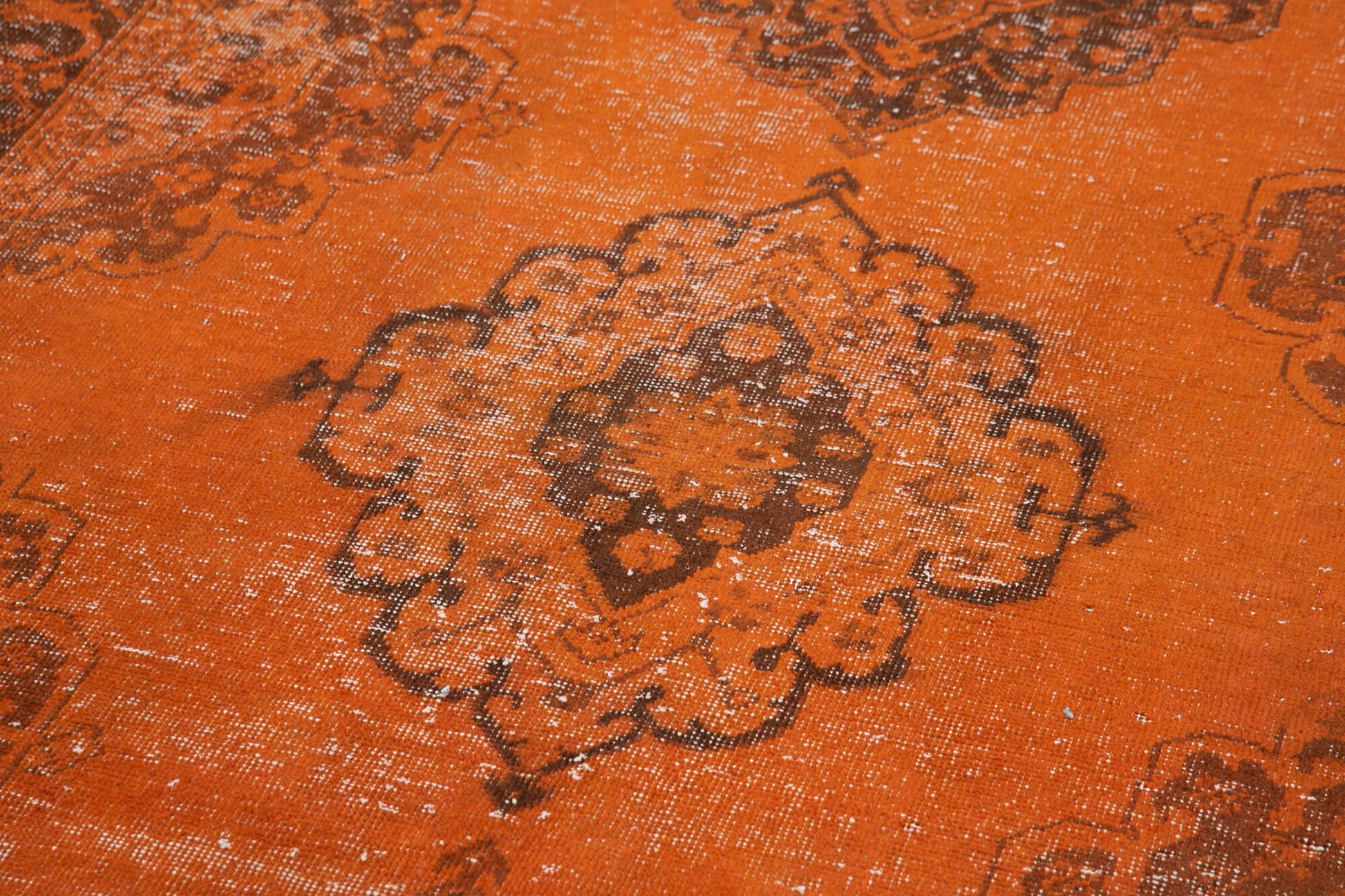 Zile Turuncu Eskitme Pamuk Yün El Dokuma Halısı 148x412 Agacan