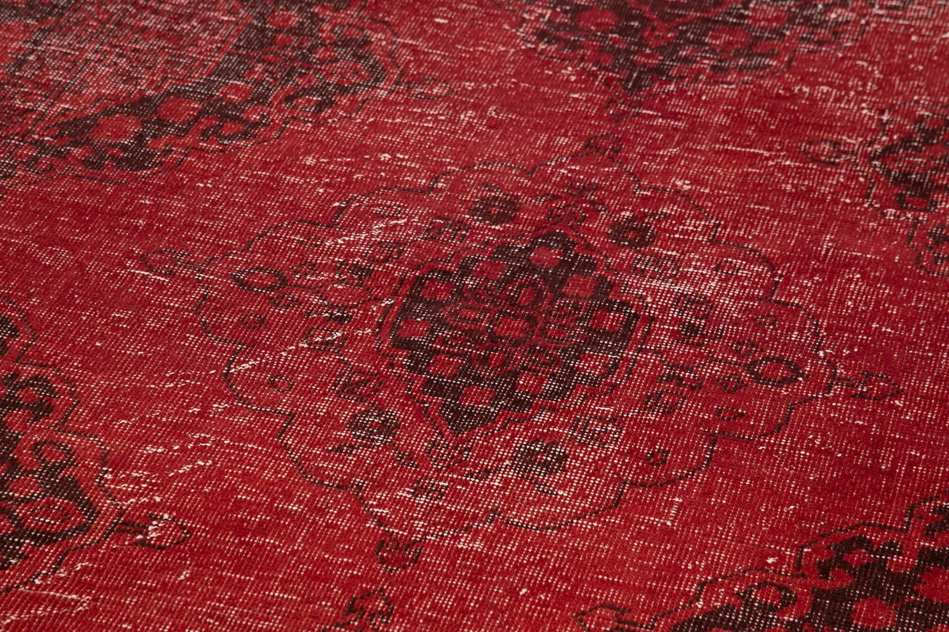 Zile Kırmızı Eskitme Pamuk Yün El Dokuma Halısı 138x380 Agacan