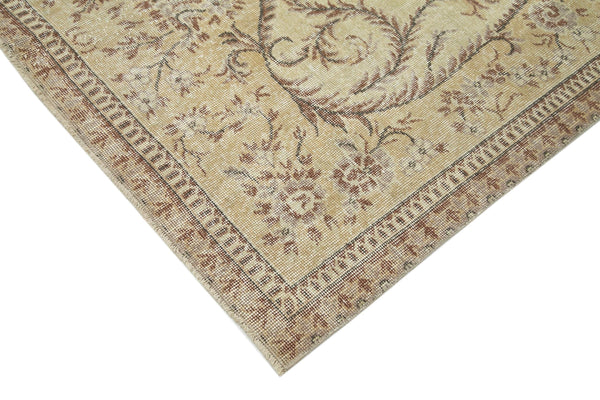 Vintage Bej Eskitme Pamuk Yün El Dokuma Halısı 167x253 Agacan