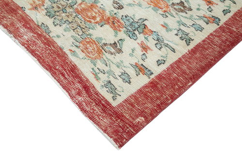 Vintage Bej Eskitme Pamuk Yün El Dokuma Halısı 188x295 Agacan