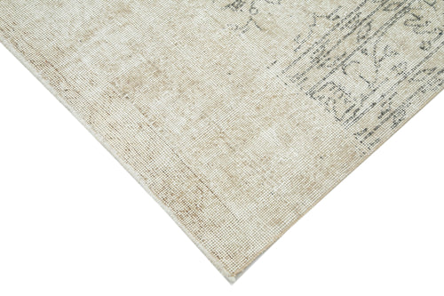 Vintage Bej Eskitme Pamuk Yün El Dokuma Halısı 205x297 Agacan