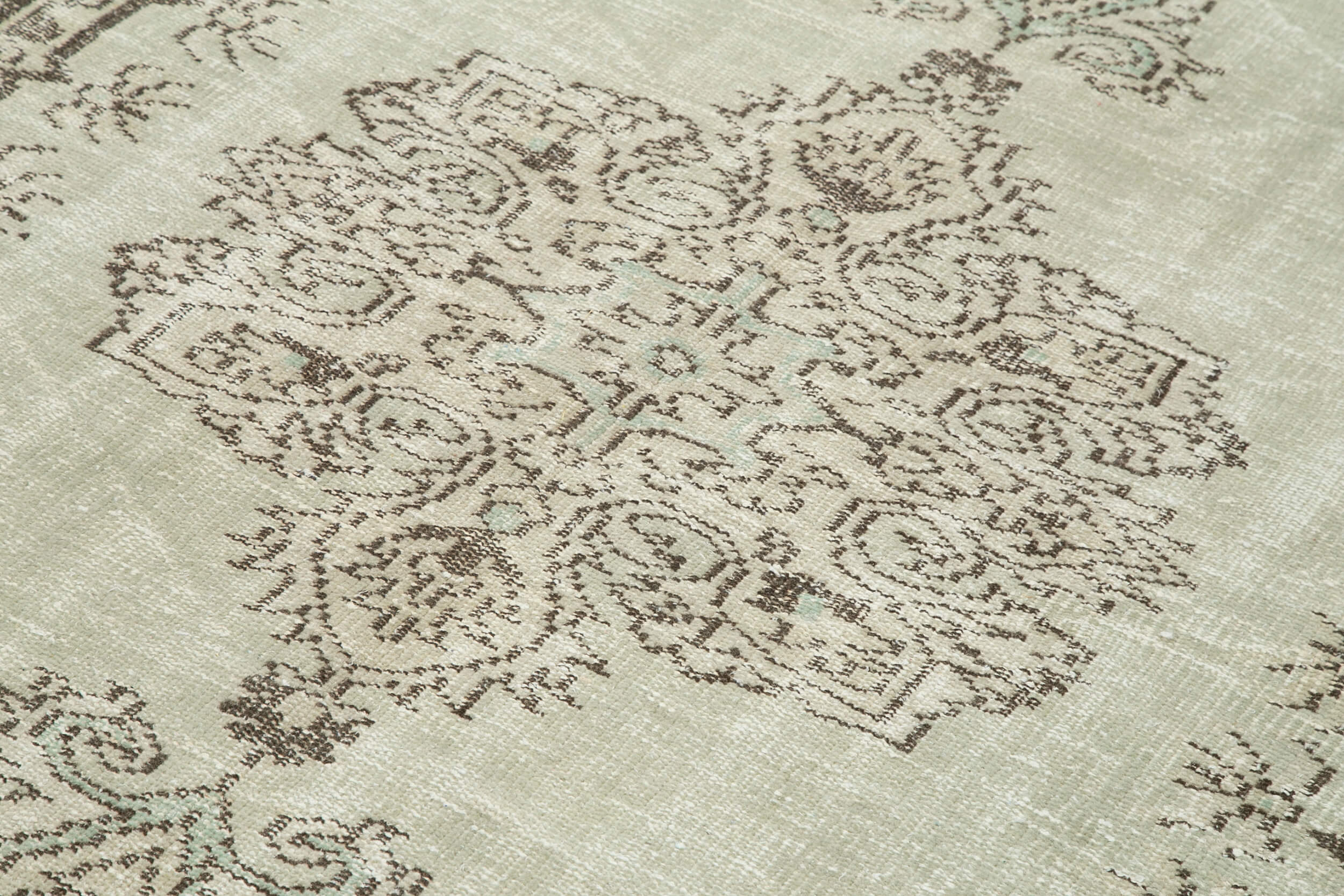 Vintage Bej Eskitme Pamuk Yün El Dokuma Halısı 171x278 Agacan