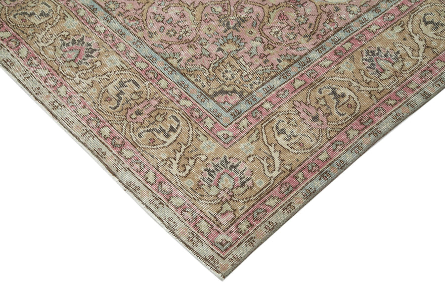 Alfombra de lana y algodón tejida a mano, color crema y con diseño de medallón 190x311 cm – en la sala
