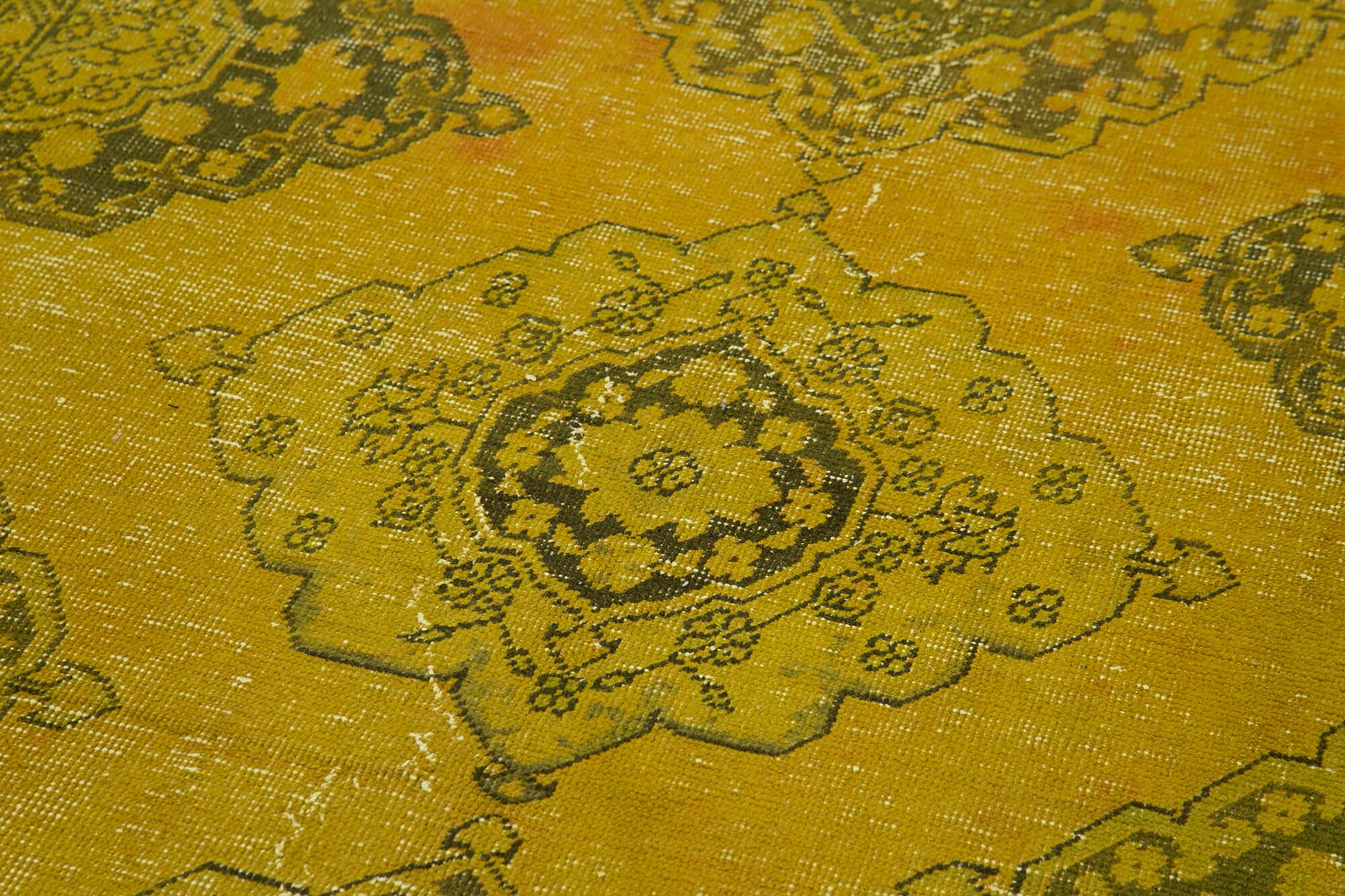 Zile Sarı Eskitme Pamuk Yün El Dokuma Halısı 151x373 Agacan