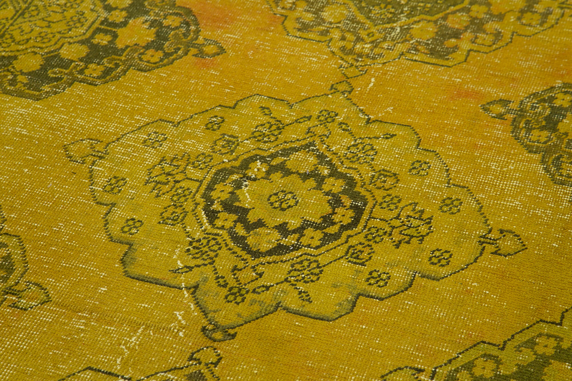 Zile Sarı Eskitme Pamuk Yün El Dokuma Halısı 151x373 Agacan