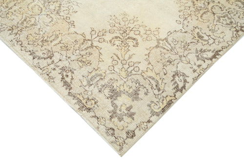 Vintage Bej Eskitme Pamuk Yün El Dokuma Halısı 212x318 Agacan