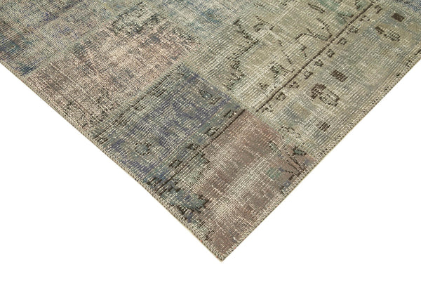 Kırk Yama Gri Patchwork Pamuk Yün El Dokuma Halısı 250x350 Agacan