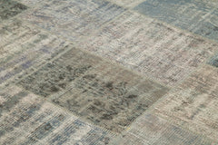 Kırk Yama Gri Patchwork Pamuk Yün El Dokuma Halısı 250x350 Agacan