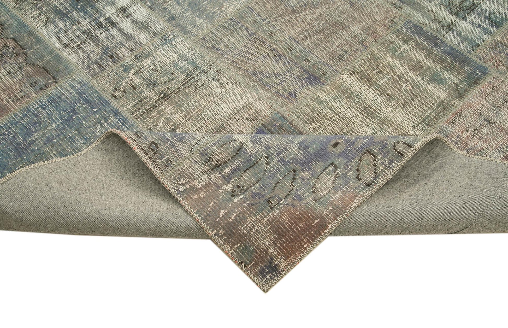 Kırk Yama Gri Patchwork Pamuk Yün El Dokuma Halısı 250x350 Agacan