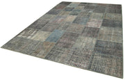 Kırk Yama Mavi Patchwork Pamuk Yün El Dokuma Halısı 253x352 Agacan