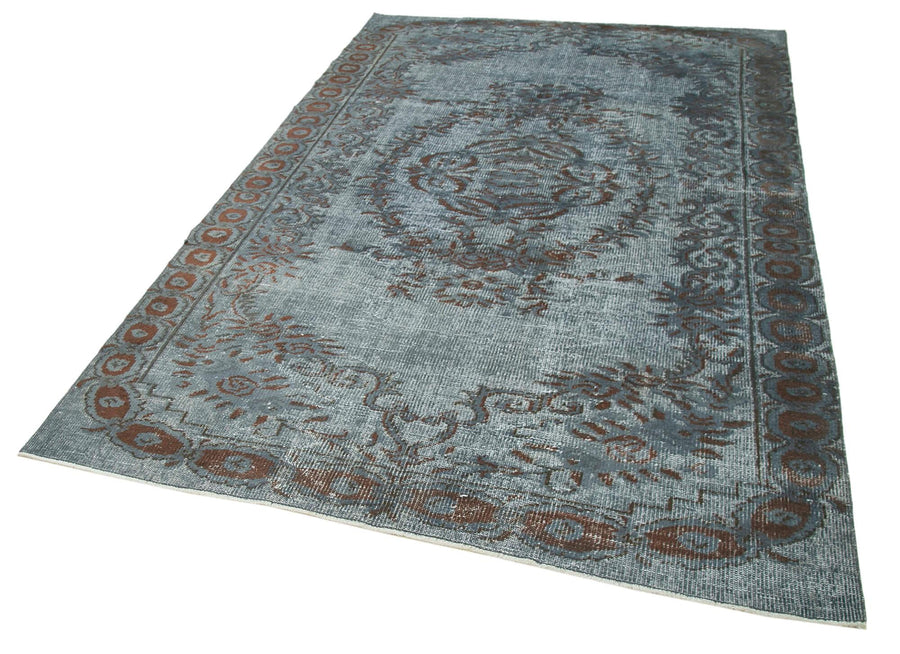 Oyma Vintage Gri Eskitme Pamuk Yün El Dokuma Halısı 175x265 Agacan