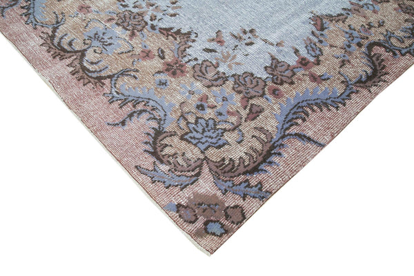 Oyma Vintage Mavi Eskitme Pamuk Yün El Dokuma Halısı 187x285 Agacan