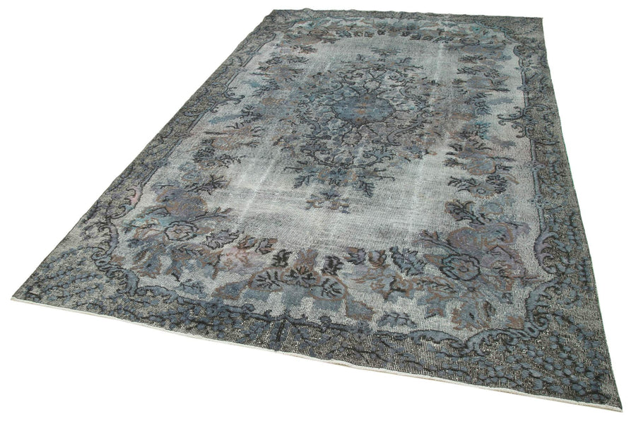 Oyma Vintage Gri Eskitme Pamuk Yün El Dokuma Halısı 200x320 Agacan