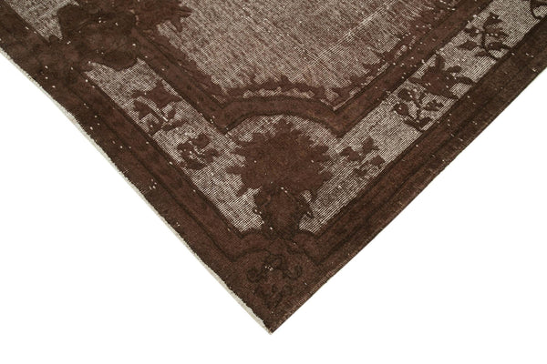 Oyma Vintage Kahverengi Eskitme Pamuk Yün El Dokuma Halısı 195x313 Agacan