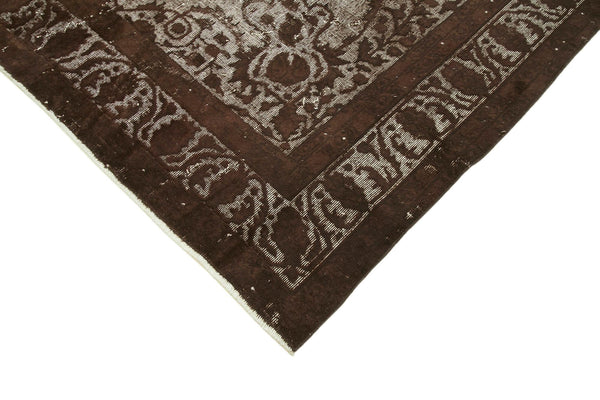 Oyma Vintage Kahverengi Eskitme Pamuk Yün El Dokuma Halısı 212x327 Agacan