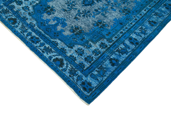 Oyma Vintage Mavi Eskitme Pamuk Yün El Dokuma Halısı 172x289 Agacan