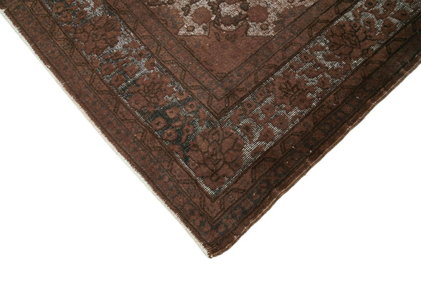 Oyma Vintage Kahverengi Eskitme Pamuk Yün El Dokuma Halısı 204x335 Agacan