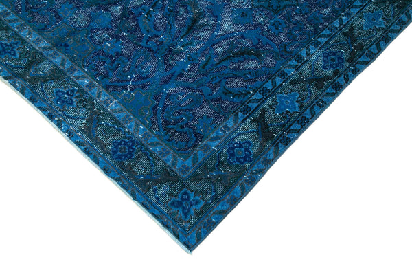Oyma Vintage Mavi Eskitme Pamuk Yün El Dokuma Halısı 146x263 Agacan