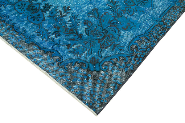 Oyma Vintage Mavi Eskitme Pamuk Yün El Dokuma Halısı 171x303 Agacan