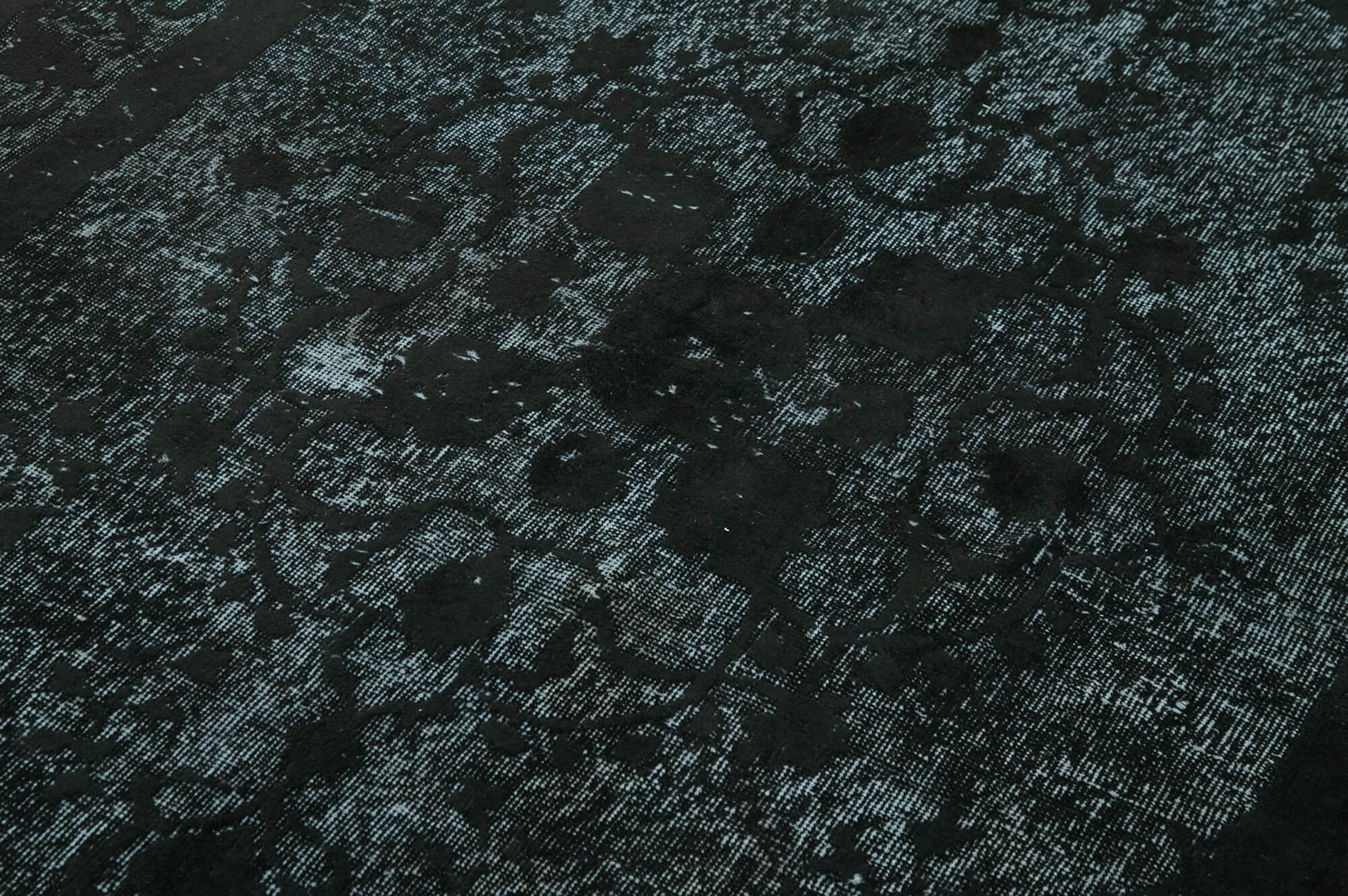 Oyma Vintage Siyah Eskitme Pamuk Yün El Dokuma Halısı 160x272 Agacan