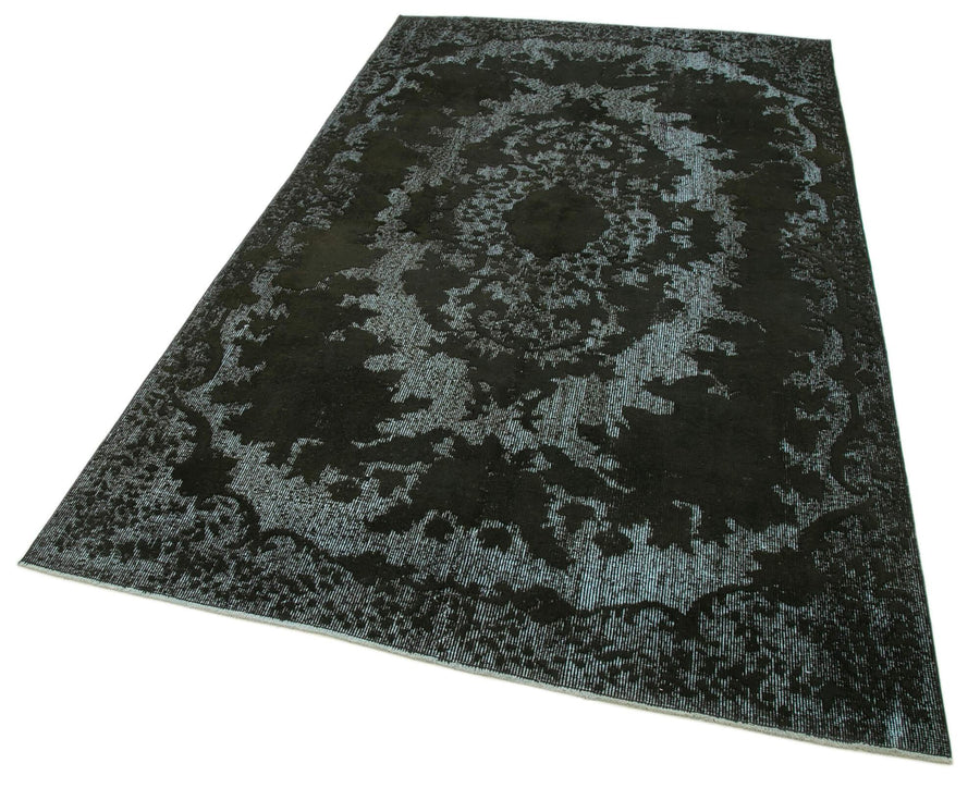 Oyma Vintage Siyah Eskitme Pamuk Yün El Dokuma Halısı 157x269 Agacan