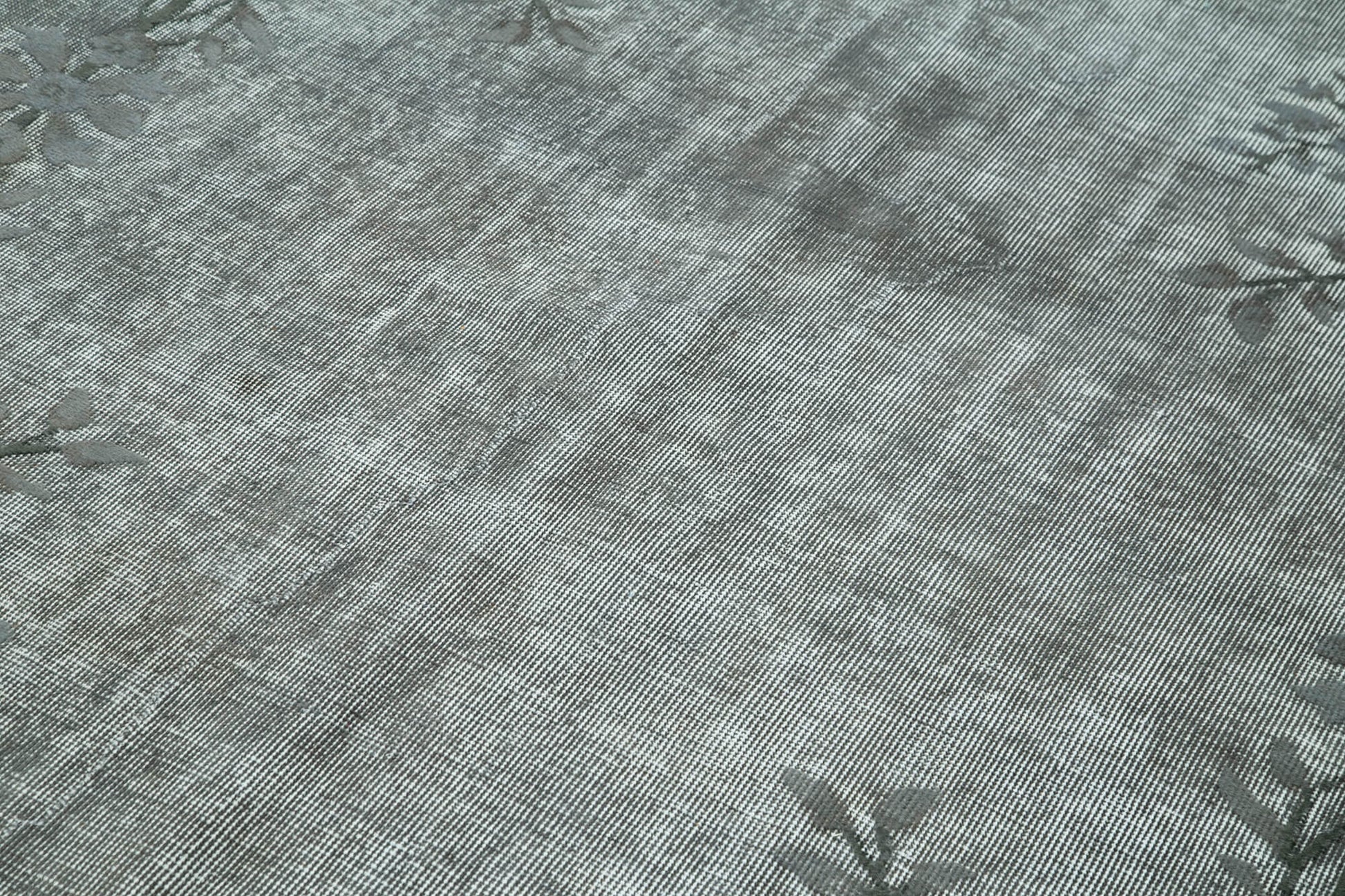 Oyma Vintage Gri Eskitme Pamuk Yün El Dokuma Halısı 158x270 Agacan