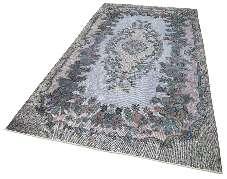 Oyma Vintage Gri Eskitme Pamuk Yün El Dokuma Halısı 165x305 Agacan