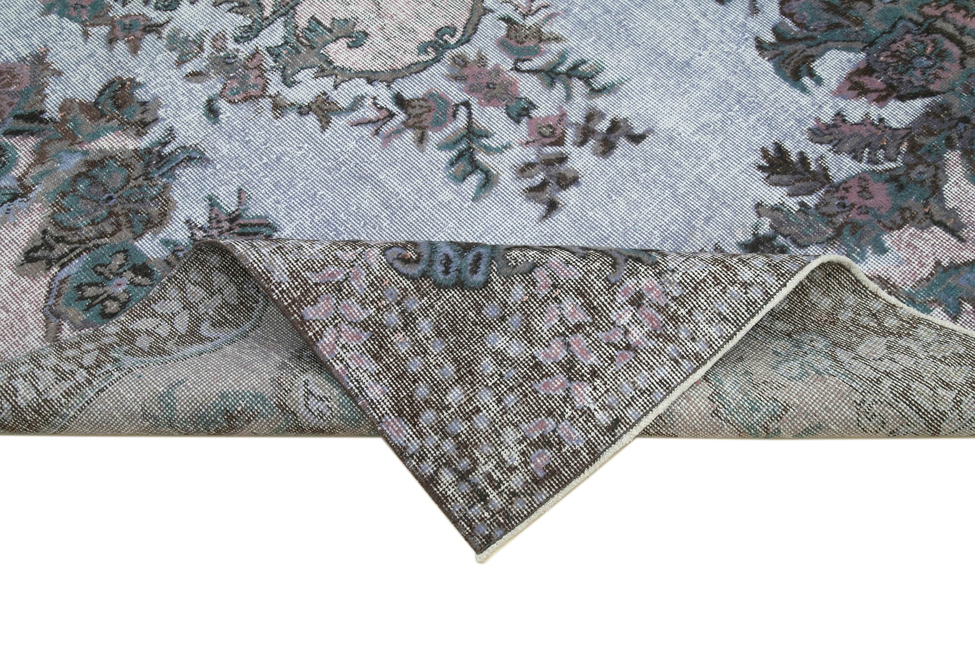 Oyma Vintage Gri Eskitme Pamuk Yün El Dokuma Halısı 165x305 Agacan