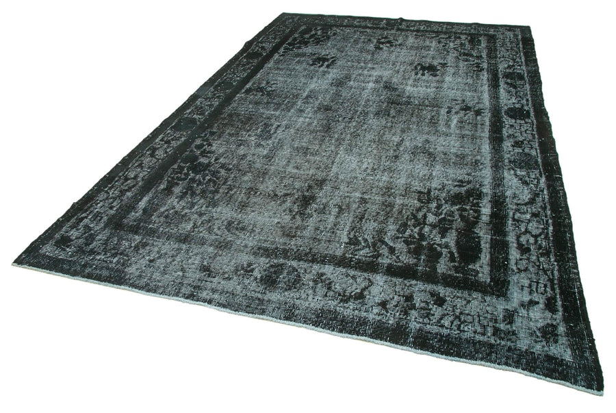 Oyma Vintage Siyah Eskitme Pamuk Yün El Dokuma Halısı 212x326 Agacan
