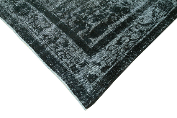 Oyma Vintage Siyah Eskitme Pamuk Yün El Dokuma Halısı 212x326 Agacan