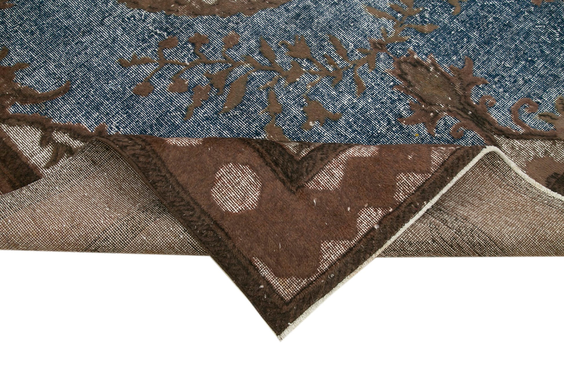 Oyma Vintage Kahverengi Eskitme Pamuk Yün El Dokuma Halısı 210x306 Agacan