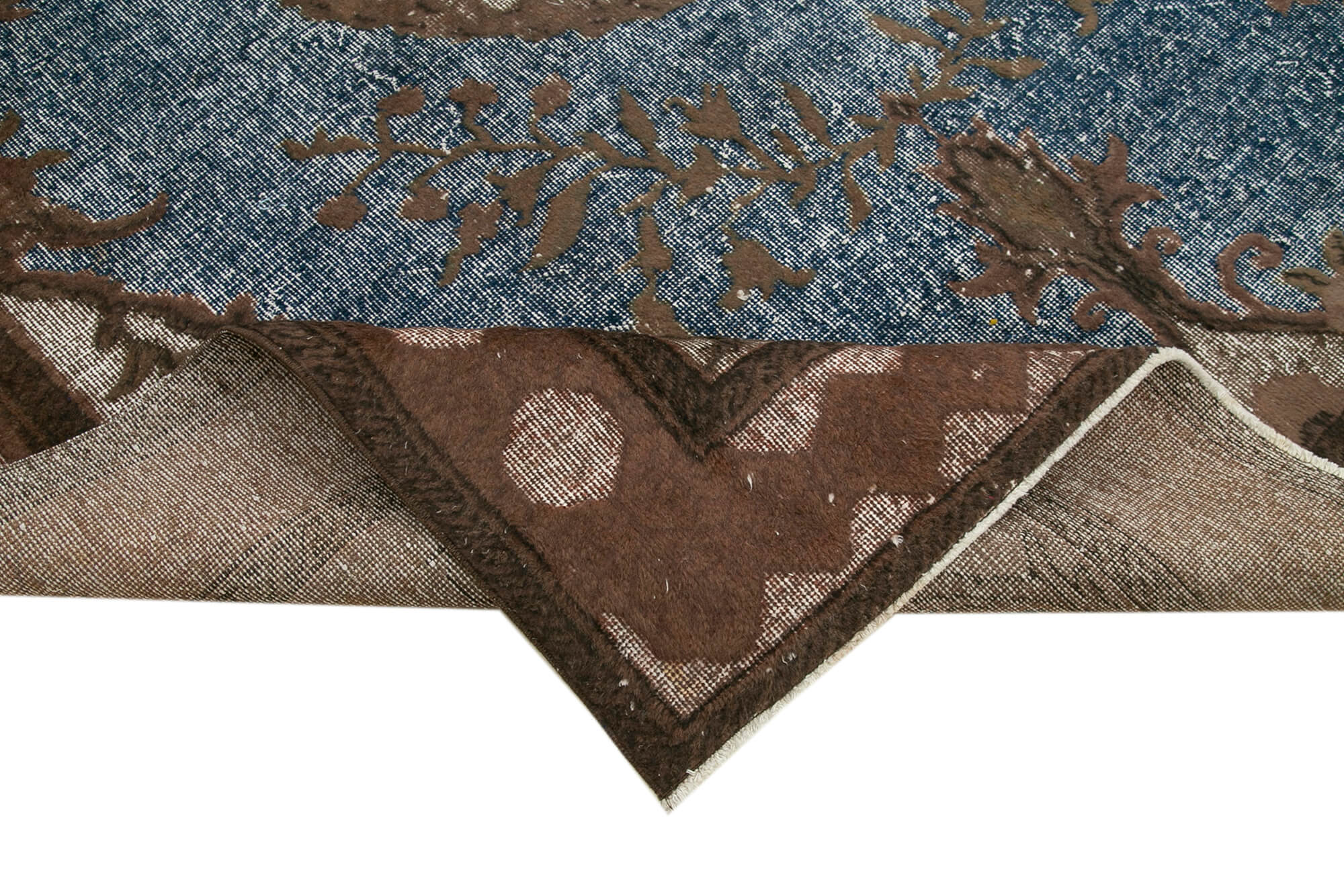 Oyma Vintage Kahverengi Eskitme Pamuk Yün El Dokuma Halısı 210x306 Agacan