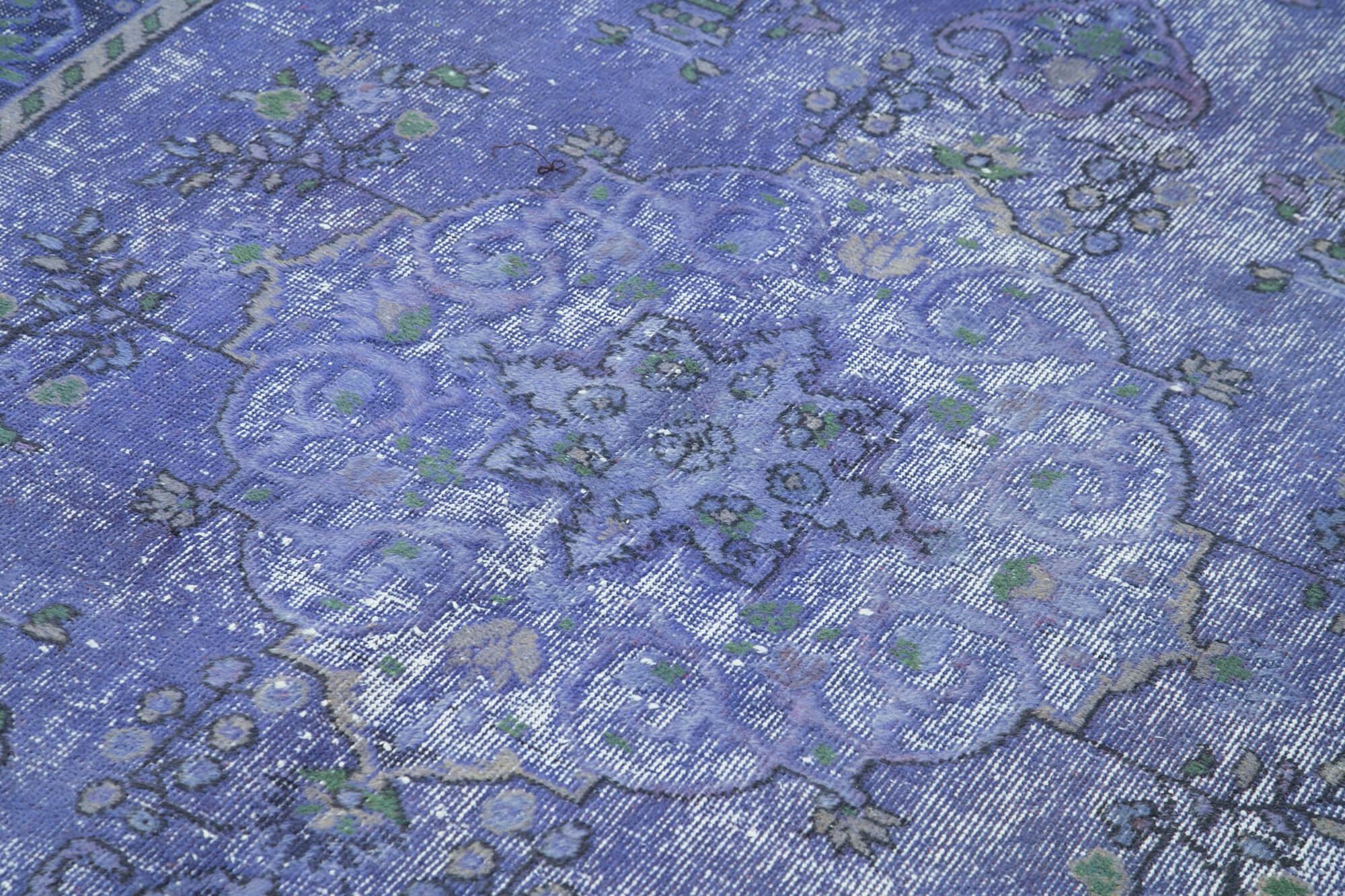 Oyma Vintage Mor Eskitme Pamuk Yün El Dokuma Halısı 180x274 Agacan