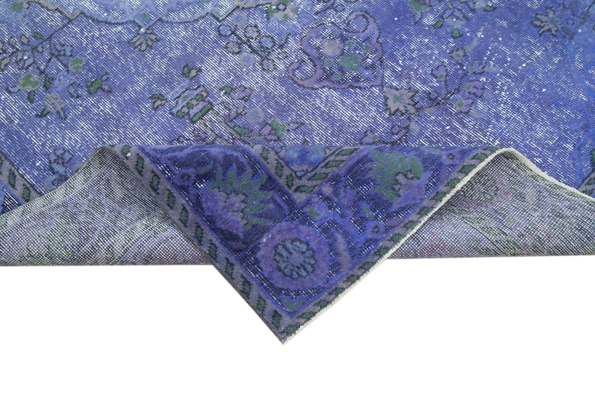 Oyma Vintage Mor Eskitme Pamuk Yün El Dokuma Halısı 180x274 Agacan