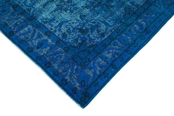 Oyma Vintage Mavi Eskitme Pamuk Yün El Dokuma Halısı 150x241 Agacan