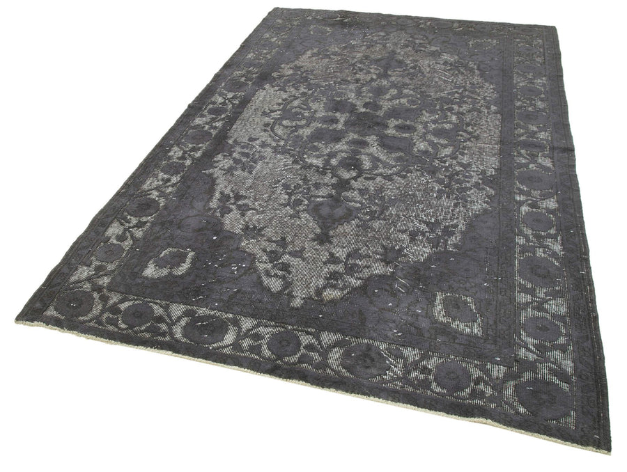 Oyma Vintage Gri Eskitme Pamuk Yün El Dokuma Halısı 172x268 Agacan