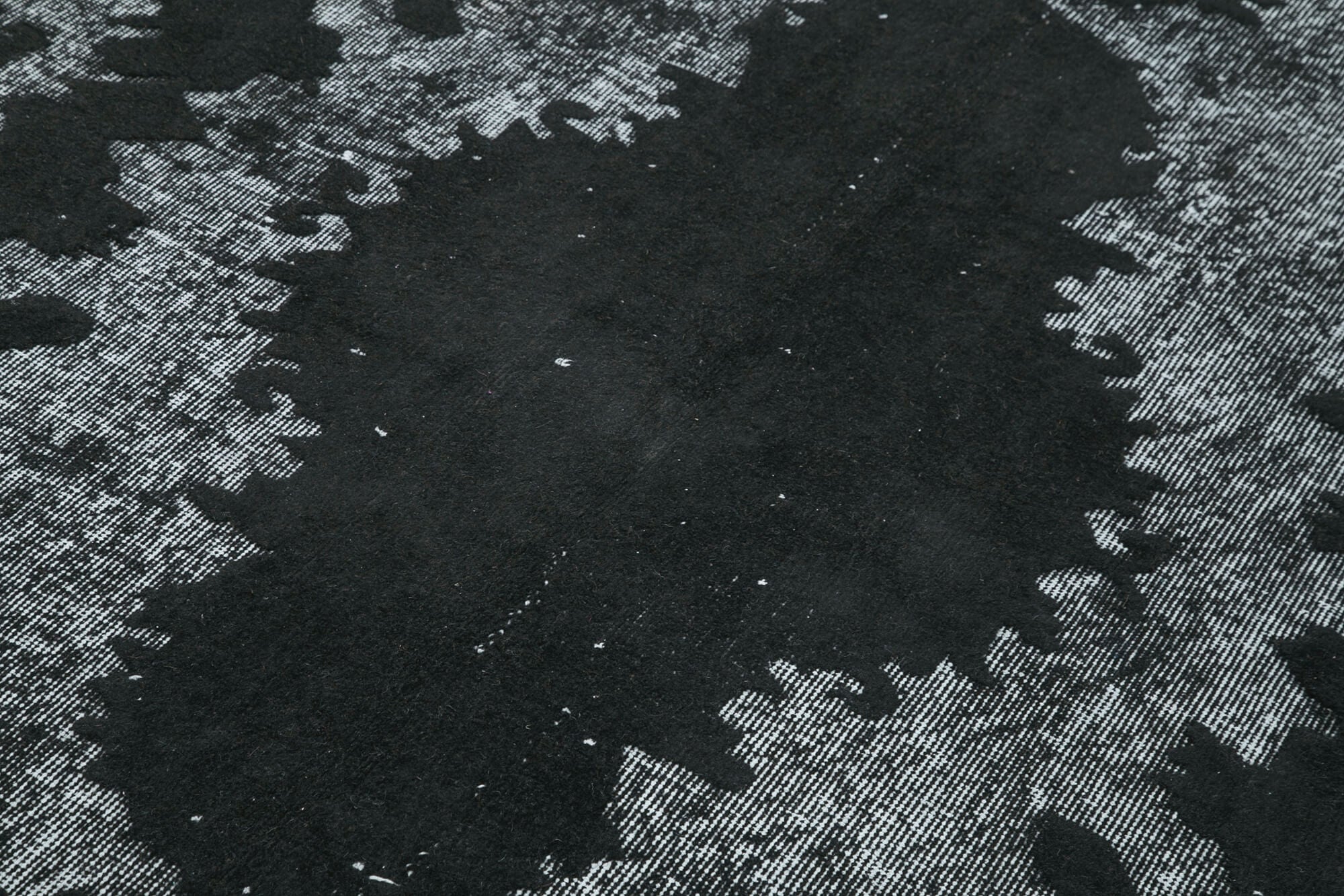 Oyma Vintage Siyah Eskitme Pamuk Yün El Dokuma Halısı 170x276 Agacan