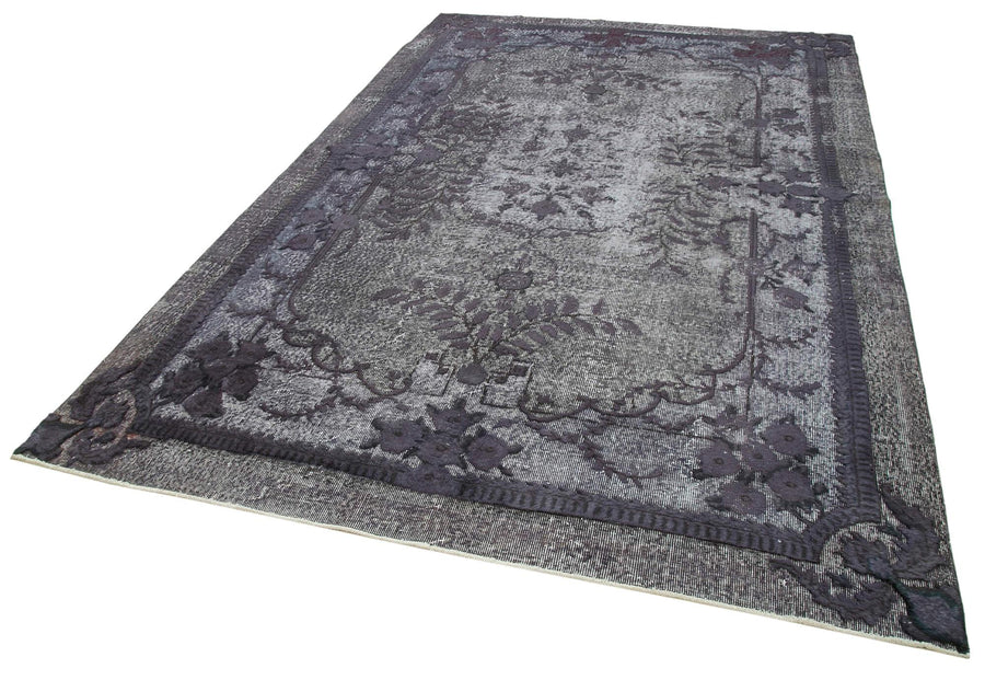 Oyma Vintage Gri Eskitme Pamuk Yün El Dokuma Halısı 204x320 Agacan