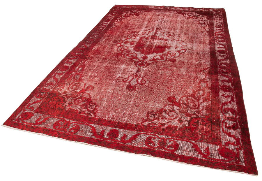 Oyma Vintage Kırmızı Eskitme Pamuk Yün El Dokuma Halısı 194x315 Agacan