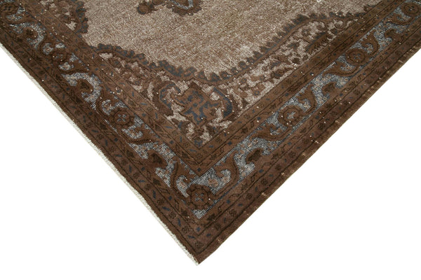 Oyma Vintage Kahverengi Eskitme Pamuk Yün El Dokuma Halısı 214x318 Agacan