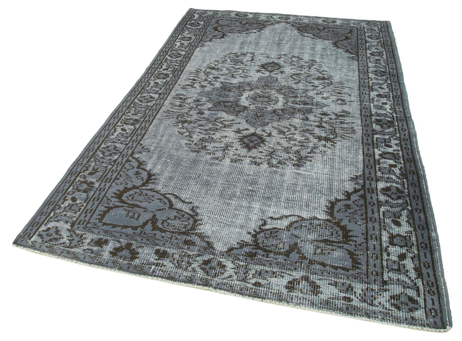 Oyma Vintage Gri Eskitme Pamuk Yün El Dokuma Halısı 160x258 Agacan