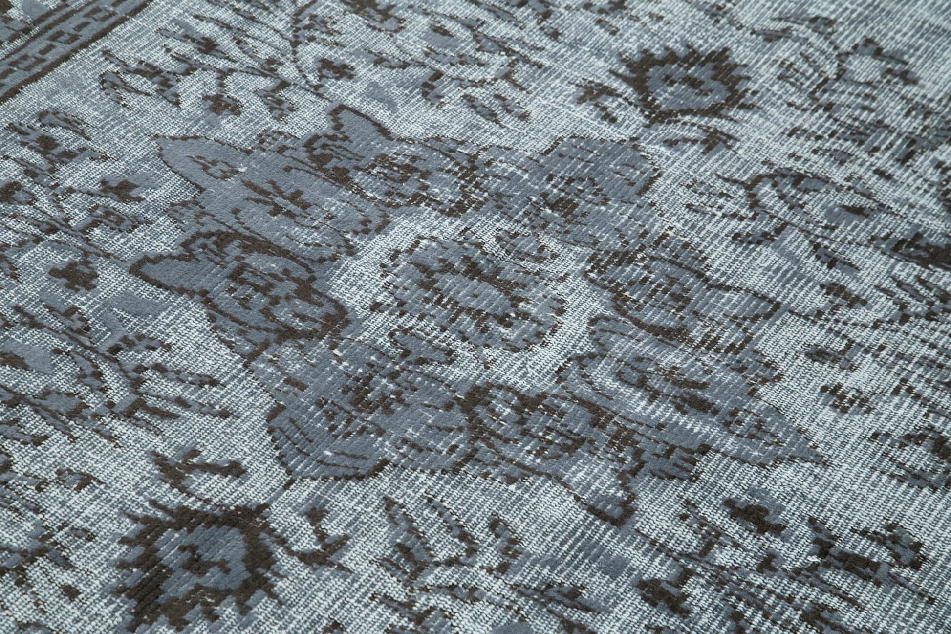 Oyma Vintage Gri Eskitme Pamuk Yün El Dokuma Halısı 160x258 Agacan