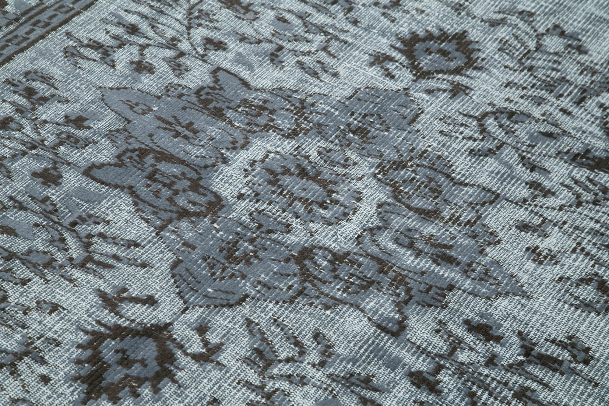 Oyma Vintage Gri Eskitme Pamuk Yün El Dokuma Halısı 160x258 Agacan