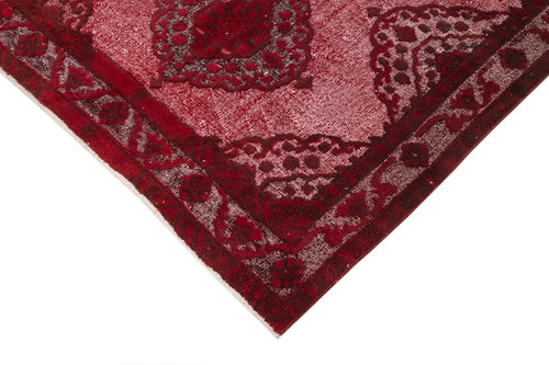 Oyma Vintage Kırmızı Eskitme Pamuk Yün El Dokuma Halısı 151x370 Agacan