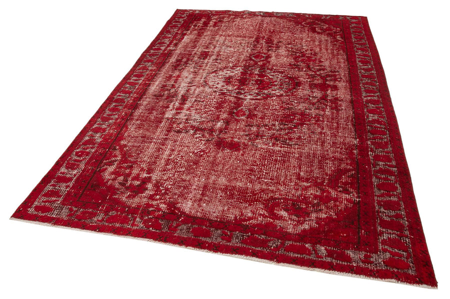 Oyma Vintage Kırmızı Eskitme Pamuk Yün El Dokuma Halısı 177x268 Agacan