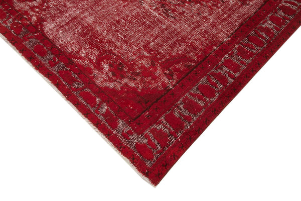 Oyma Vintage Kırmızı Eskitme Pamuk Yün El Dokuma Halısı 177x268 Agacan